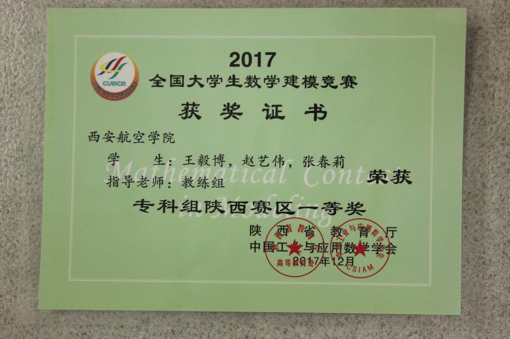 专科组陕西省一等奖1项